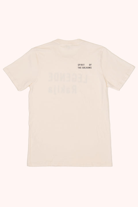 White Legende Tee shirt from legende, featuring a classic crew neck and minimal logo design on the front.