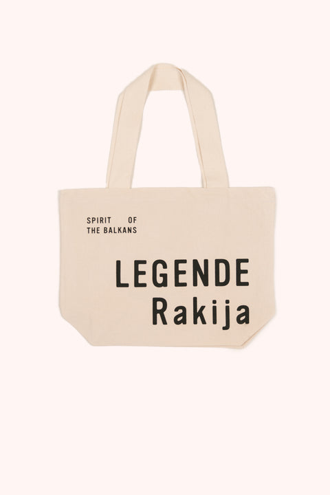 Natural tote bag by Legende made of eco-friendly materials, shown with its simple, spacious design and sturdy handles.